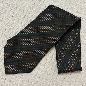 Ermenegildo Zegna 100% silk neck men’s tie dark grey patterned tie Italian